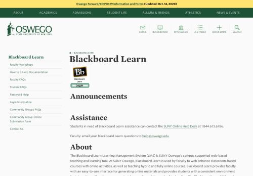 
                            13. Blackboard Learn | Blackboard Learn - SUNY Oswego