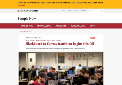 
                            13. Blackboard to Canvas transition begins this fall | Temple Now