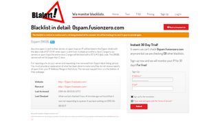 
                            9. Blacklist in detail: 0spam.fusionzero.com - BLalert - We monitor ...