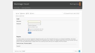 
                            2. Blackmagic Forum • User Control Panel • Login