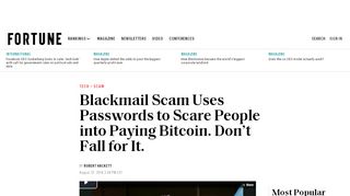 
                            11. Blackmail Scam Uses Passwords to Scare People into Paying Bitcoin ...