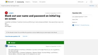 
                            1. Blank out user name and password on initial log on screen ...