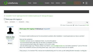 
                            7. Blank page after logging in - LimeSurvey forums