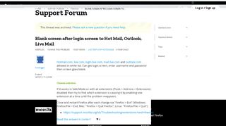 
                            2. Blank screen after login screen to Hot Mail, Outlook, Live Mail | Firefox ...