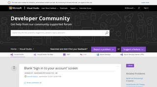 
                            9. Blank 'Sign in to your account' screen - Visual Studio Developer ...