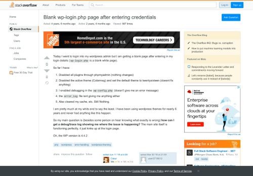 
                            11. Blank wp-login.php page after entering credentials - Stack Overflow