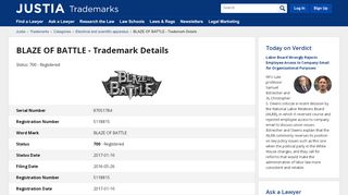 
                            8. BLAZE OF BATTLE Trademark of Shenzhen Leyi Network Co., Ltd ...