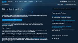 
                            1. Blizzard Authenticator - Blizzard-Kundendienst - Blizzard Entertainment