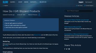 
                            10. Blizzard Gifts - Blizzard Support - Blizzard Entertainment