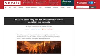 
                            11. Blizzard: WoW may not ask for Authenticator at constant log-in spots ...