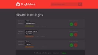 
                            2. blizzardkid.net passwords - BugMeNot