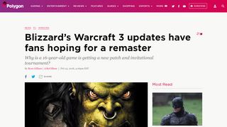 
                            12. Blizzard's Warcraft 3 updates have fans hoping for a remaster - Polygon
