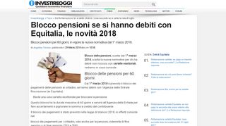 
                            10. Blocco pensioni se si hanno debiti con Equitalia, le novità 2018