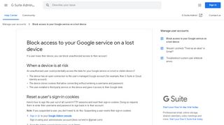 
                            1. Block access to your Google service on a lost device - G Suite Admin ...