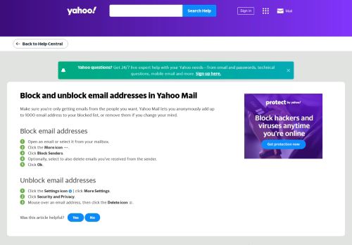 
                            1. Block and unblock email addresses or domains in Yahoo Mail | Yahoo ...