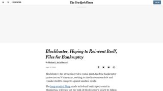 
                            10. Blockbuster Files for Chapter 11 Bankruptcy - The New York Times