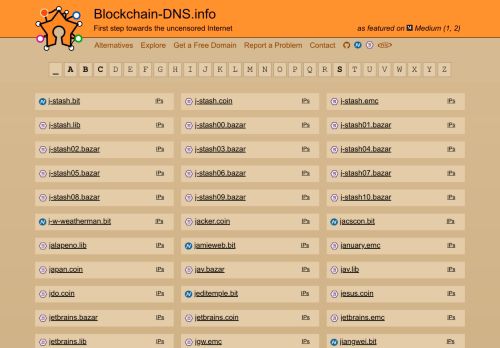 
                            1. Blockchain-DNS.info – Explorer: J