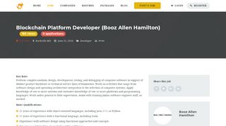 
                            10. Blockchain Platform Developer (Booz Allen Hamilton) – Global ...