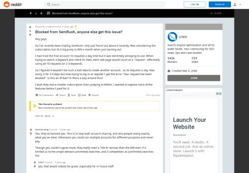 
                            8. Blocked from SemRush, anyone else get this issue? : SEO - Reddit