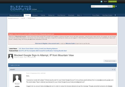 
                            12. Blocked Google Sign-In Attempt, IP from Mountain View - General ...