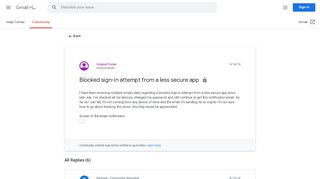 
                            9. Blocked sign-in attempt from a less secure app - Google Product Forums