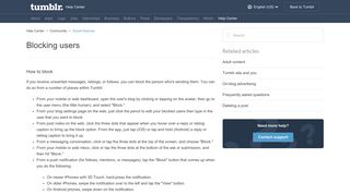 
                            11. Blocking users – Help Center - Tumblr