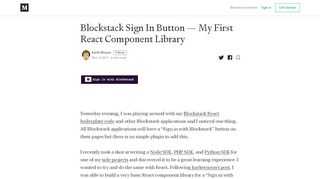 
                            10. Blockstack Sign In Button — My First React Component Library - Medium