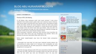 
                            9. BLOG ABU HURAIRAH MODERN: Panduan KRS UIN Malang