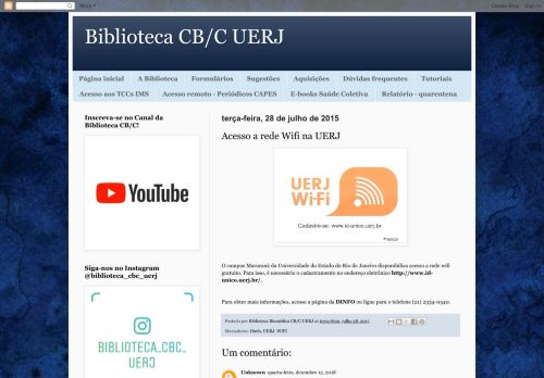 
                            8. Blog da Biblioteca CB/C UERJ: Acesso a rede Wifi na UERJ