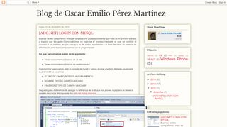 
                            5. Blog de Oscar Emilio Pérez Martínez: [ADO.NET] LOGIN CON MYSQL