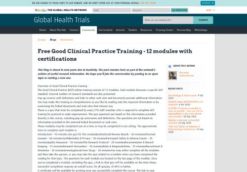 
                            5. Blog post : Free Good Clinical Practice Training - 12 modules with ...