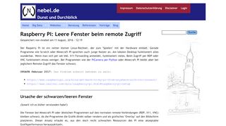 
                            13. Blog | Raspberry PI: Leere Fenster beim remote Zugriff | nebel.de