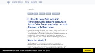 
                            4. Blog: Ungeschützte Passwörter bei Google finden ist ein Kinderspiel