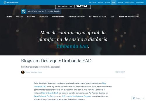 
                            13. Blogs em Destaque: Umbanda EAD — Blog do WordPress.com