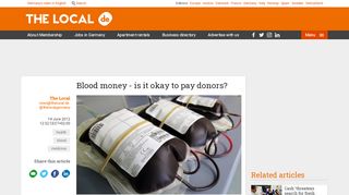 
                            9. Blood money - is it okay to pay donors? - The Local