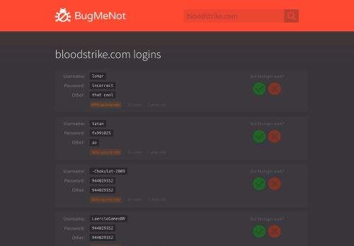 
                            9. bloodstrike.com passwords - BugMeNot