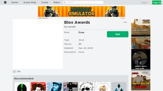 
                            9. Blox Awards - Roblox