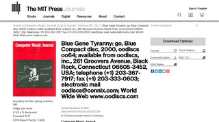 
                            12. Blue Gene Tyranny: go, Blue Compact disc, 2000, oodiscs oo64 ...