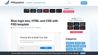 
                            7. Blue login box, HTML and CSS with PSD template | PSDGraphics