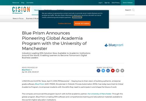 
                            13. Blue Prism Announces Pioneering Global Academia Program with the ...