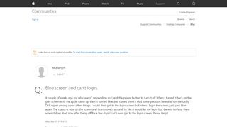
                            8. Blue screen and can't login. - Apple Community - Apple Discussions