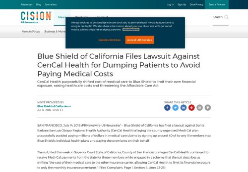 
                            6. Blue Shield of California Files Lawsuit Against CenCal Health for ...