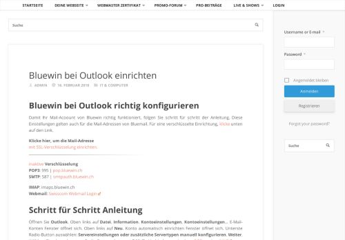 
                            7. Bluewin und Bluemail bei Outlook einrichten konfigurieren - e1de