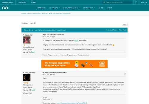 
                            10. Blynk - wer hat's schon ausprobiert? - Arduino Forum