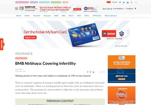 
                            10. BMB Nirbhaya: Covering Infertility - Moneylife
