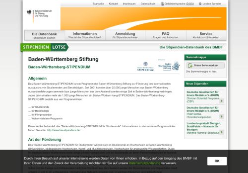 
                            10. BMBF Stipendienlotse / Baden-Württemberg Stiftung / Baden ...