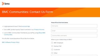 
                            3. BMC Communities: Contact Us form - BMC Software