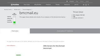 
                            6. bmcmail.eu - Domain - McAfee Labs Threat Center