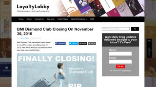 
                            2. BMI Diamond Club Closing On November 30, 2016 | LoyaltyLobby