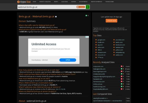 
                            10. Bmlv.gv.at - Webmail: BMLVS Webmail Login - traffic statistics - HypeStat
